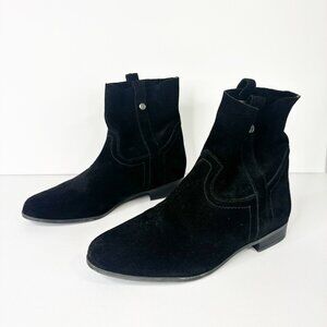 Frye & Co Womens Black Boot Size 10 Brown Suede Pull On Western Bootie Boho